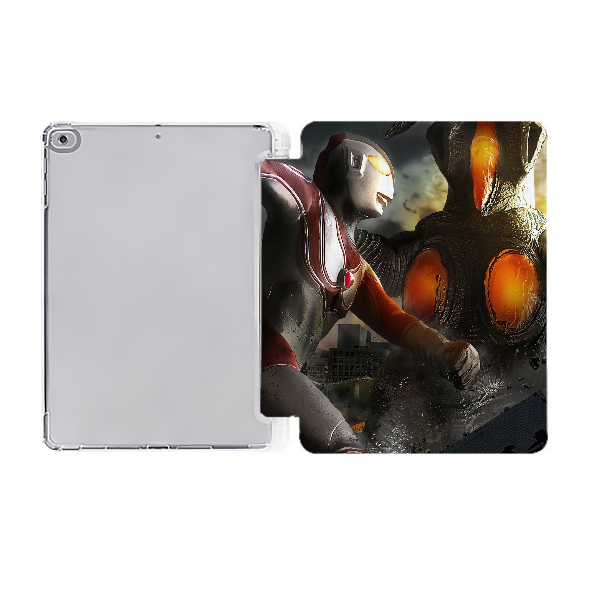（画像用） ウルトラマン Ultraman IPad ケース ペン収納付き 三つ折りスタンド PUレザー×シリコン 対応機種9.5/10.5/10.9インチ